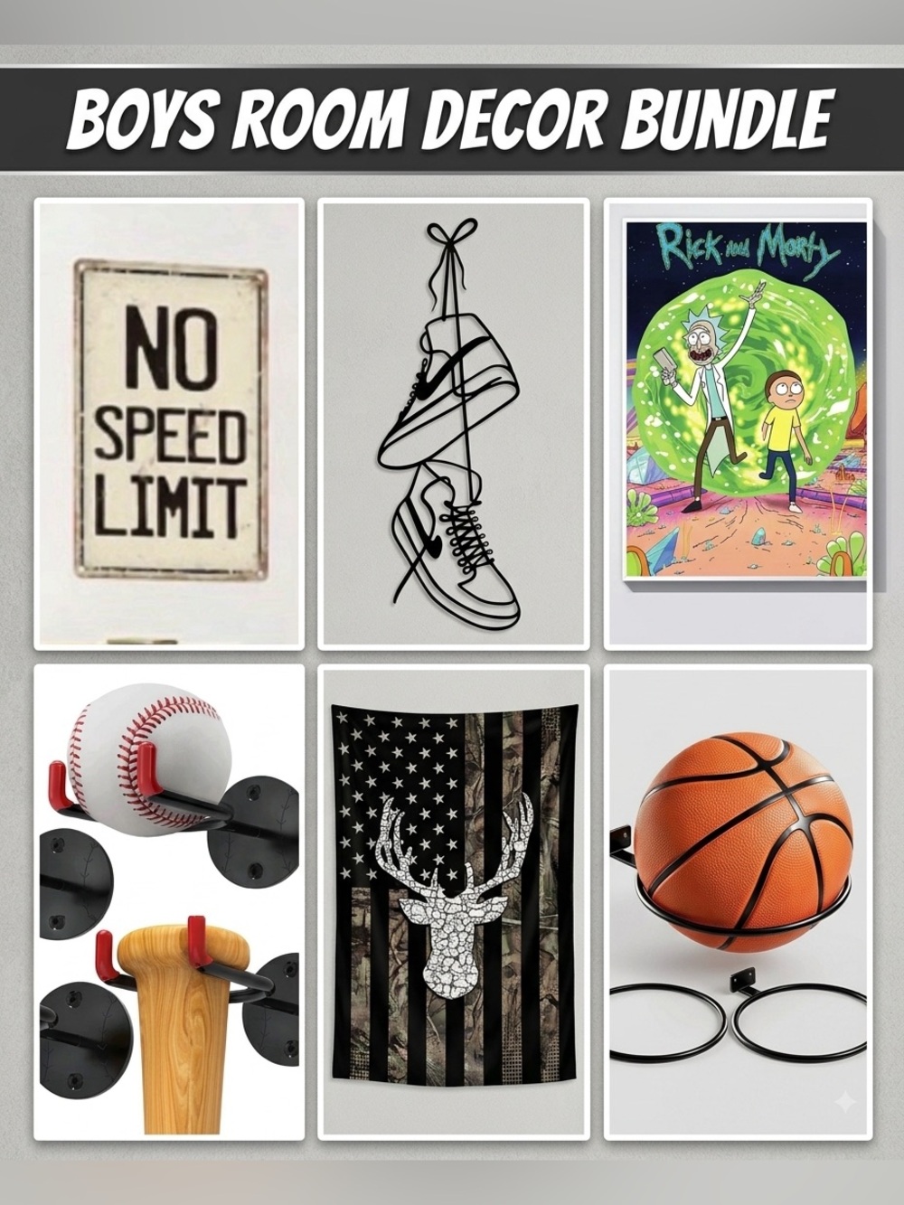 🔥 BOYS ROOM DECOR BUNDLE | SPORTS • SNEAKER • GAMING • MAN CAVE 🔥